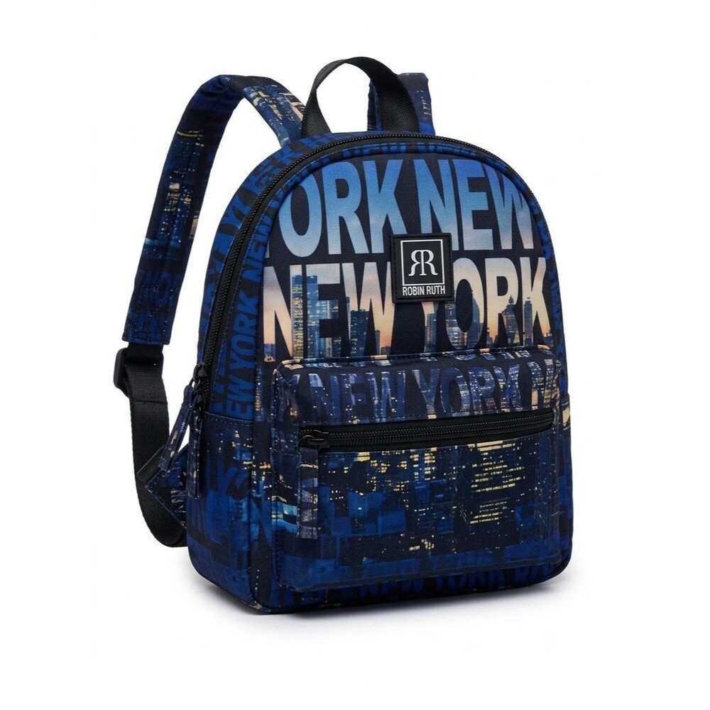 Robin Ruth NYC Backpack Small Blue Skyline Cityscape Novelty Travel Bag Unisex